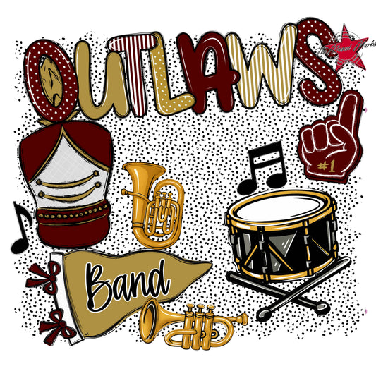 Outlaws Band Spirit-Maroon & Gold