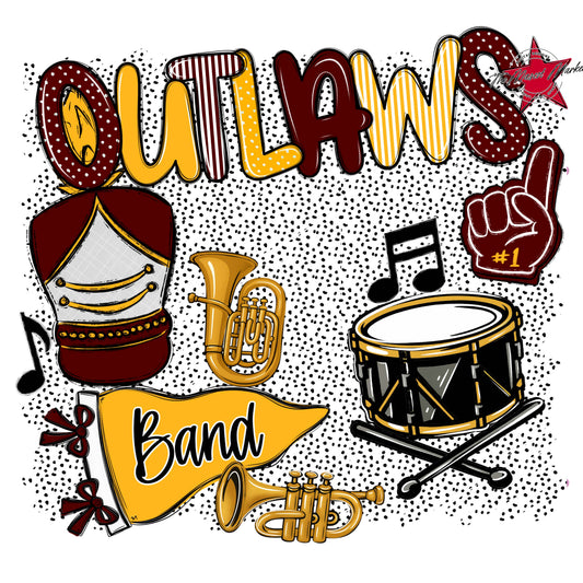 Outlaws Band Spirit-Maroon & Yellow