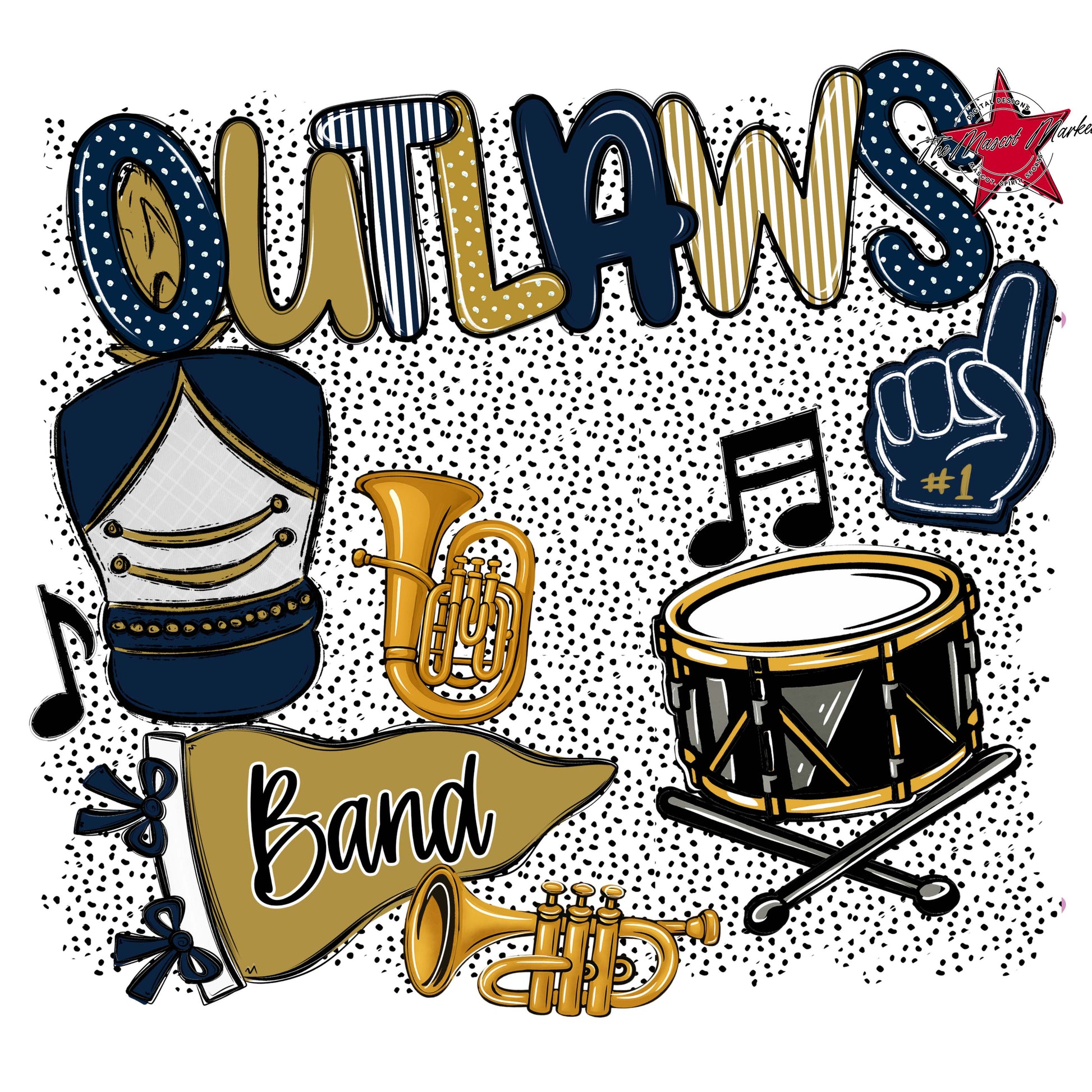 Outlaws Band Spirit-Navy & Gold