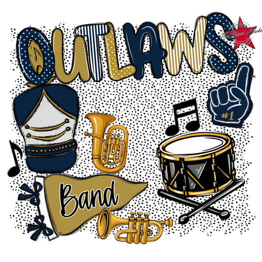 Outlaws Band Spirit-Navy & Gold