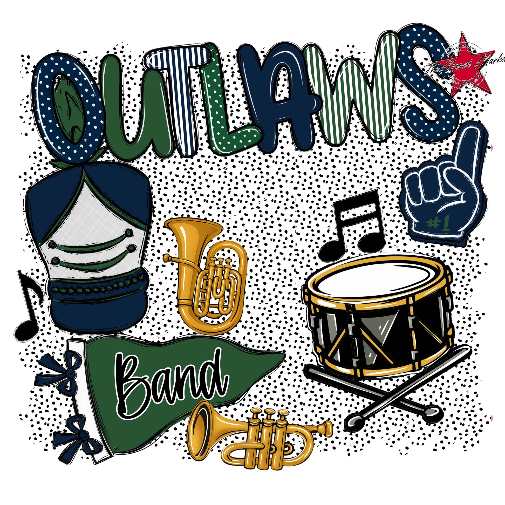 Outlaws Band Spirit-Navy & Green