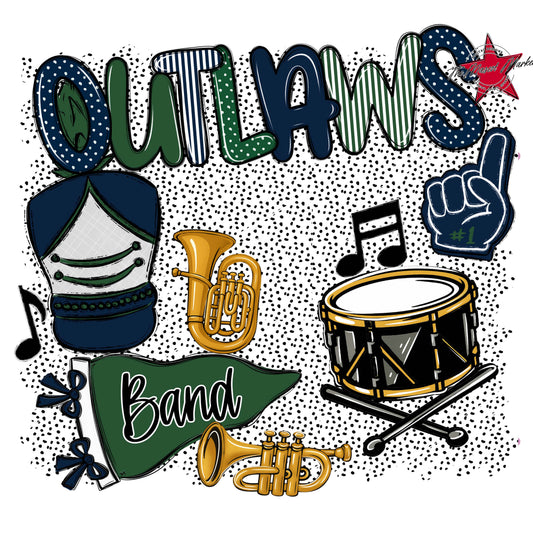 Outlaws Band Spirit-Navy & Green