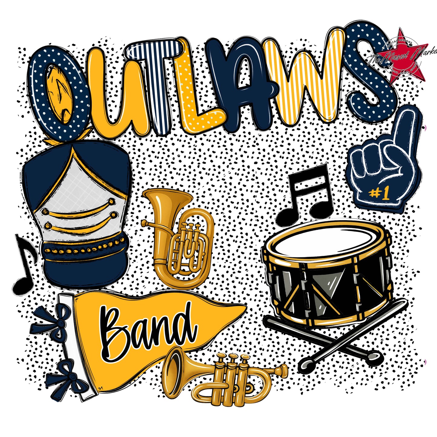 Outlaws Band Spirit-Navy & Yellow