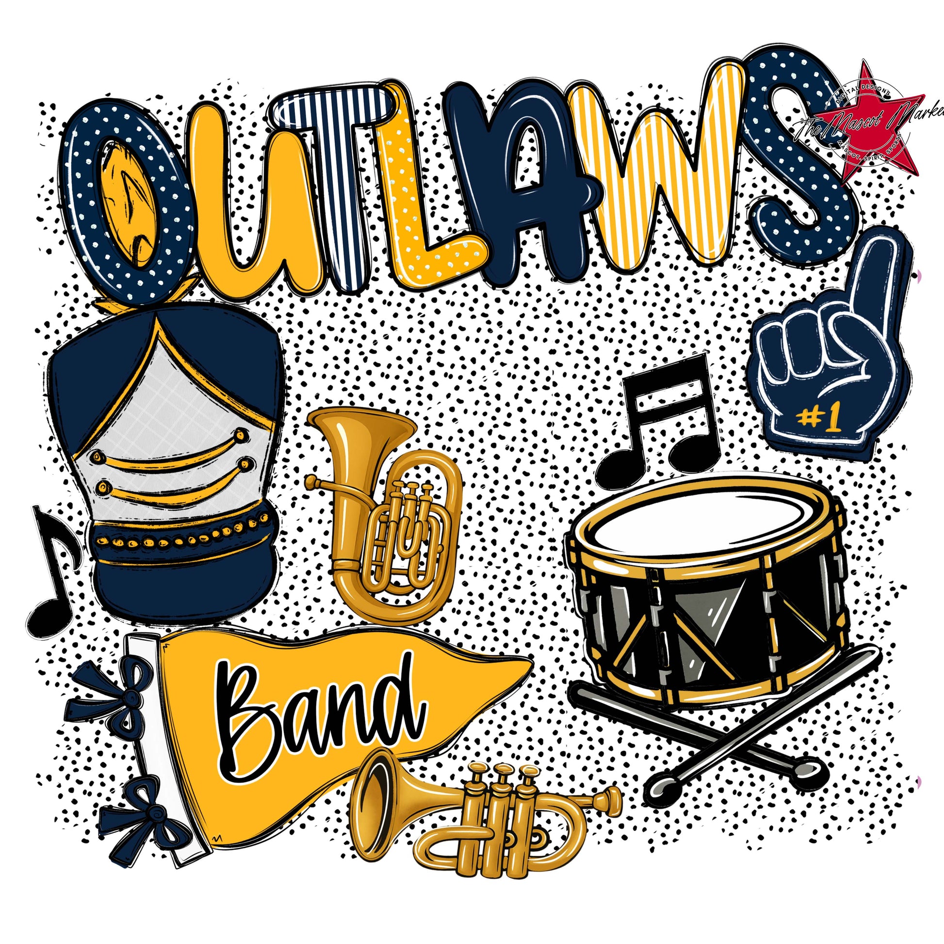 Outlaws Band Spirit-Navy & Yellow