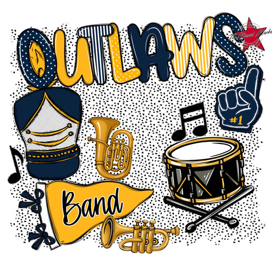 Outlaws Band Spirit-Navy & Yellow