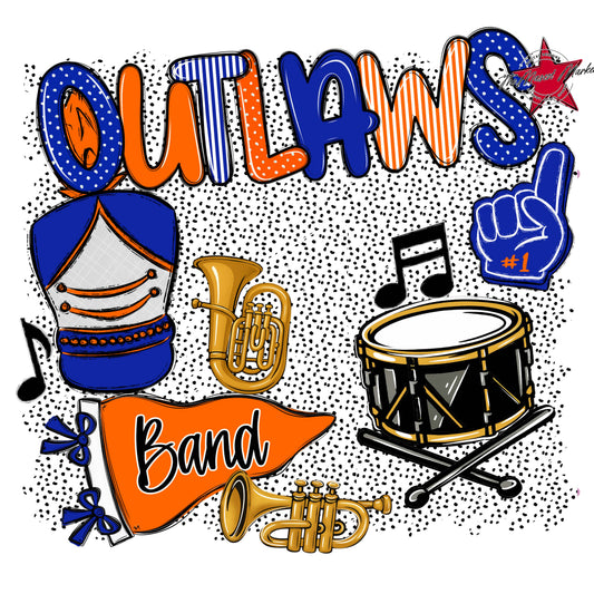 Outlaws Band Spirit-Royal Blue & Orange
