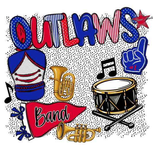 Outlaws Band Spirit-Royal Blue & Red