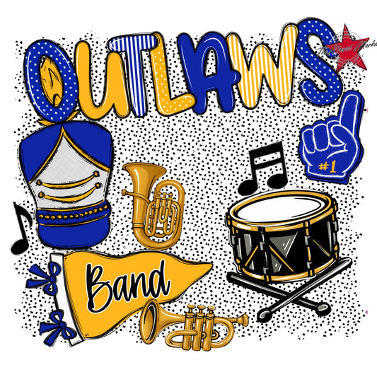 Outlaws Band Spirit-Royal Blue & Yellow
