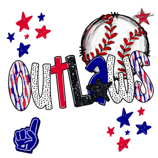Outlaws Baseball Scrape-Blue & Red