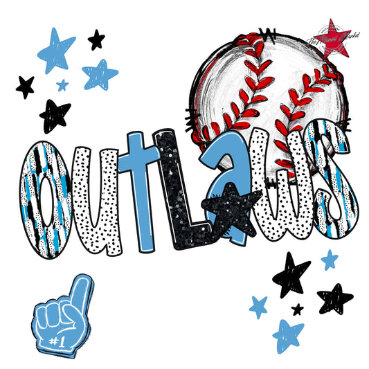 Outlaws Baseball Scrape-Carolina Blue