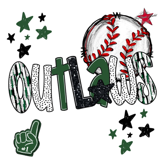 Outlaws Baseball Scrape-Green
