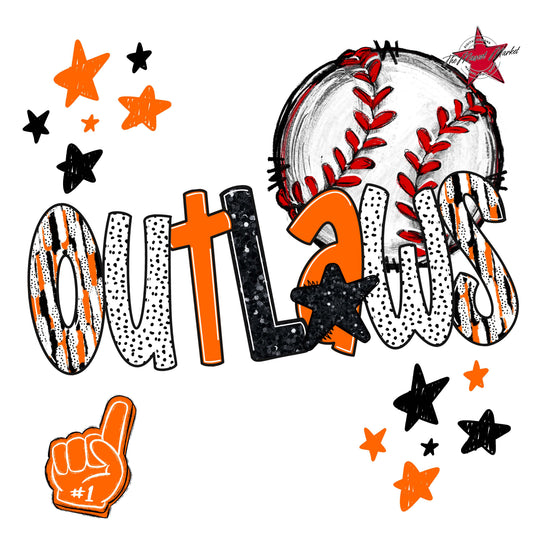 Outlaws Baseball Scrape-Orange