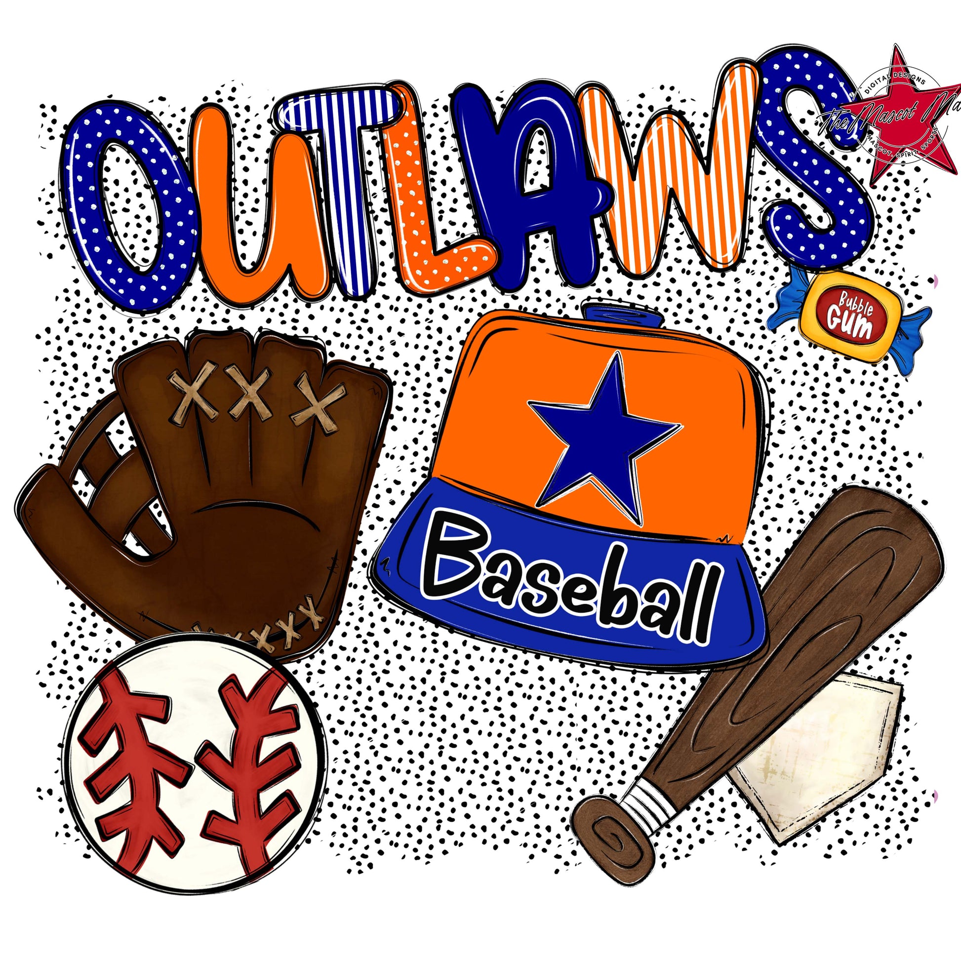 Outlaws Baseball Spirit-Blue & Orange