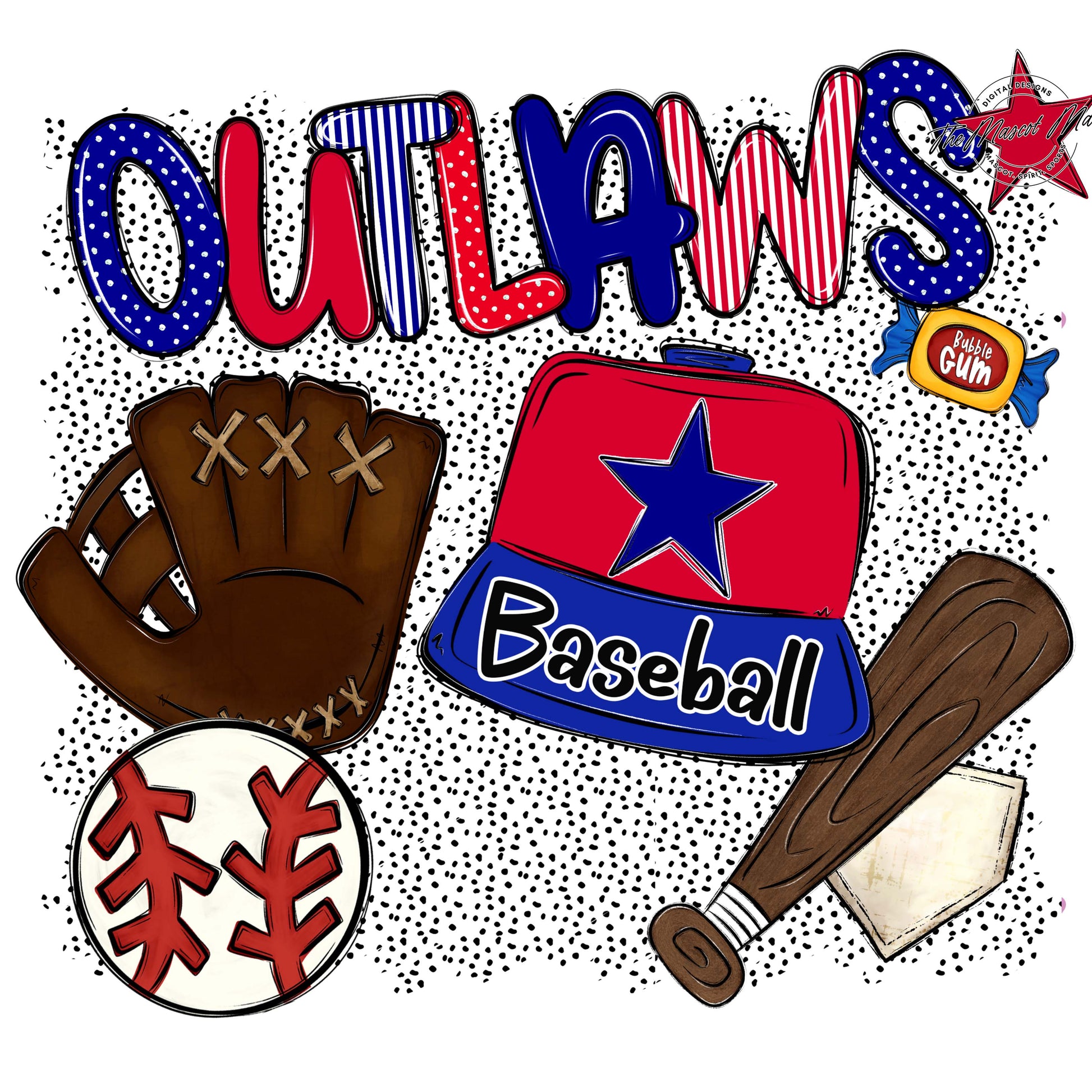 Outlaws Baseball Spirit-Blue & Red