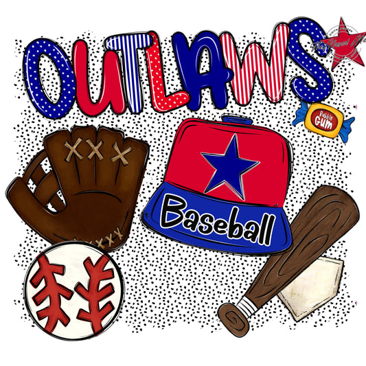 Outlaws Baseball Spirit-Blue & Red