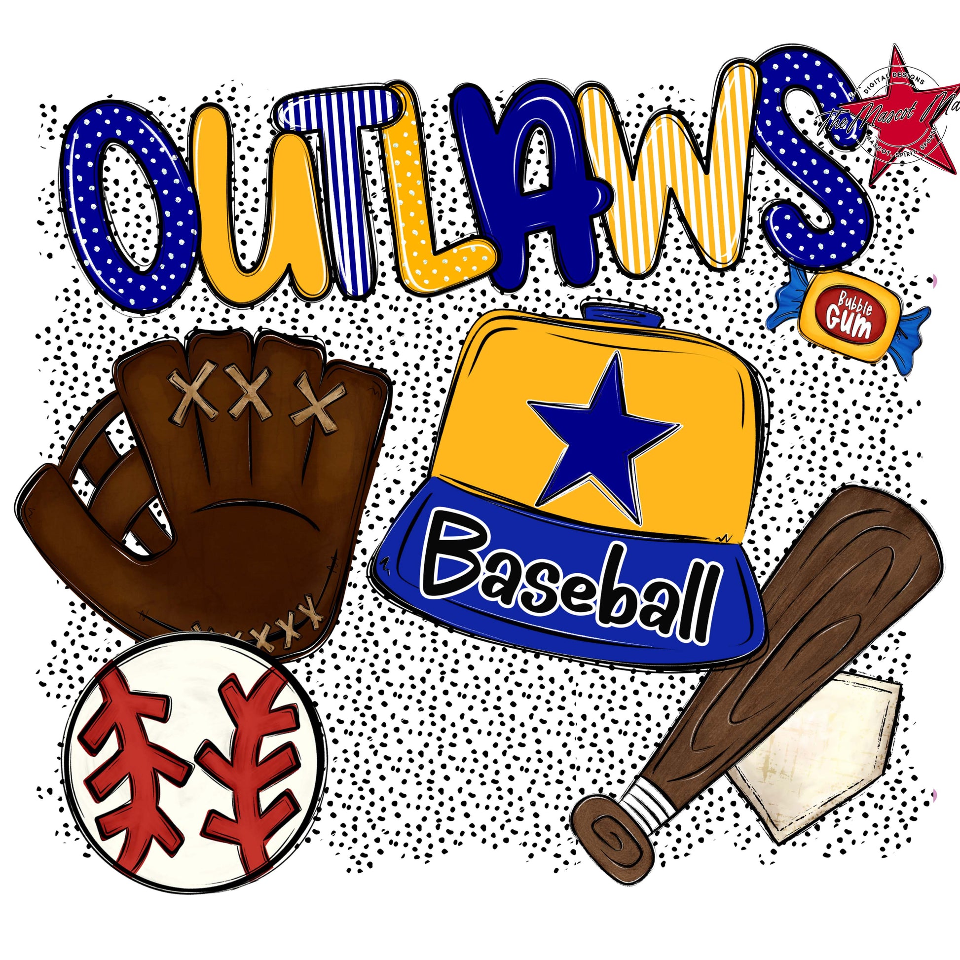 Outlaws Baseball Spirit-Blue & Yellow