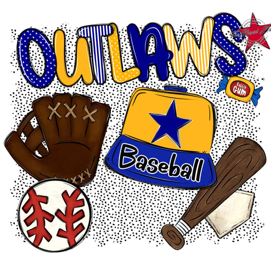 Outlaws Baseball Spirit-Blue & Yellow