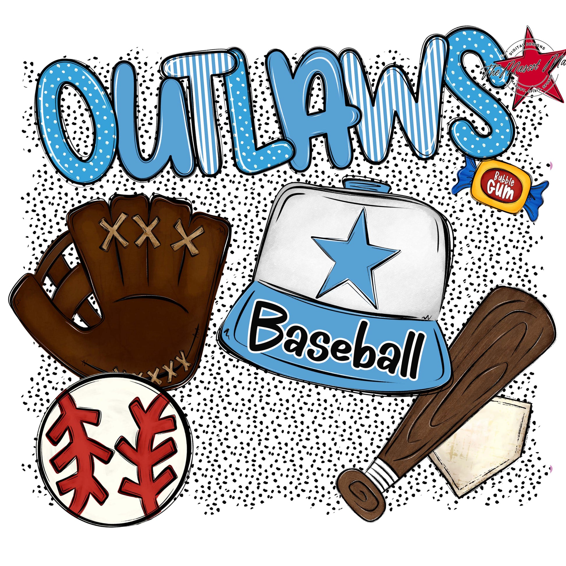 Outlaws Baseball Spirit-Carolina Blue