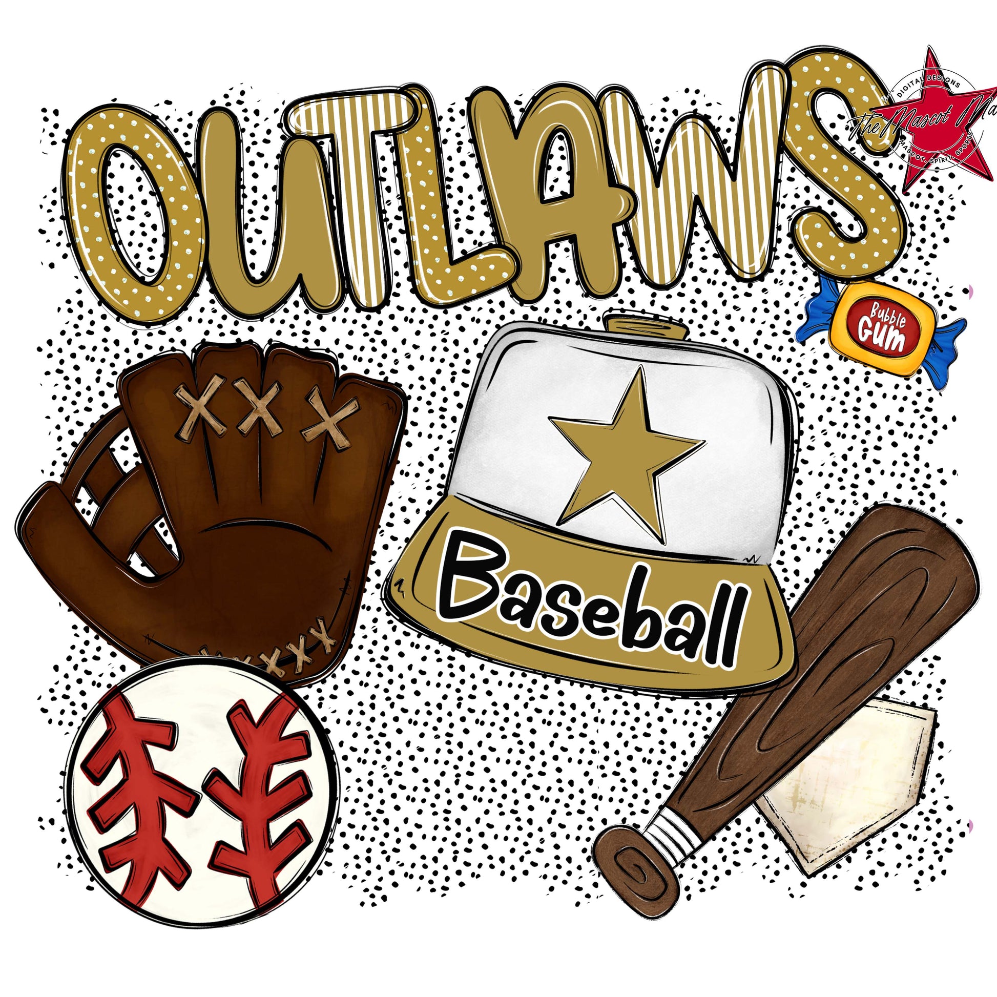 Outlaws Baseball Spirit-Gold