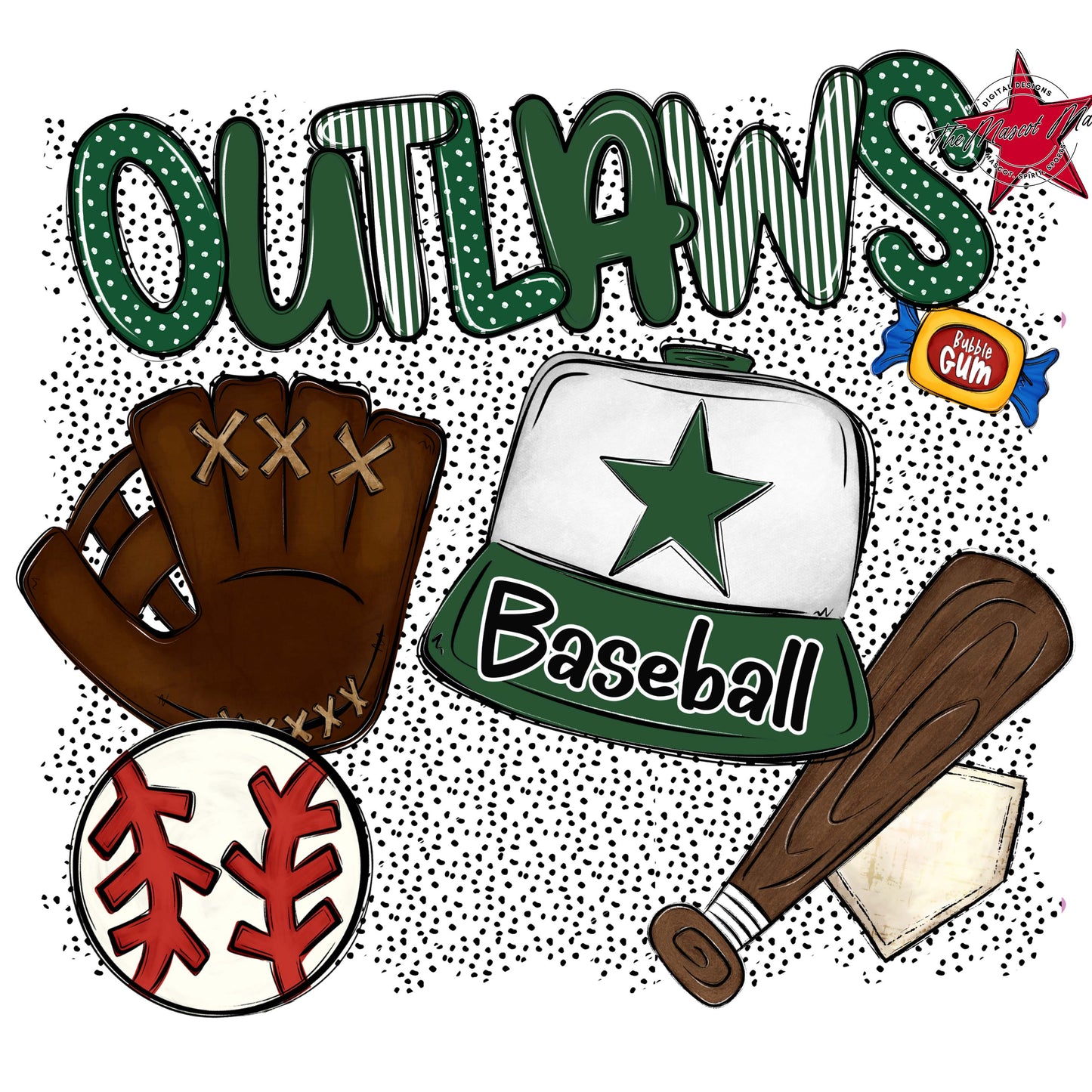 Outlaws Baseball Spirit-Green