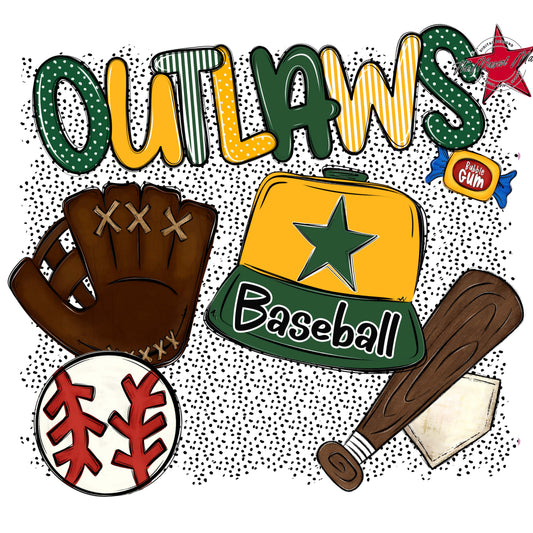 Outlaws Baseball Spirit-Green & Yellow