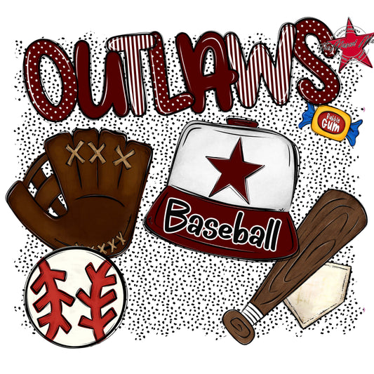 Outlaws Baseball Spirit-Maroon