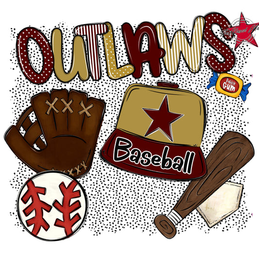 Outlaws Baseball Spirit-Maroon & Gold