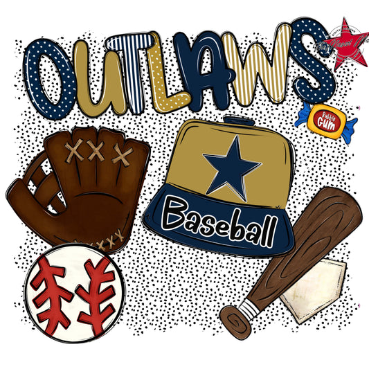 Outlaws Baseball Spirit-Navy & Gold