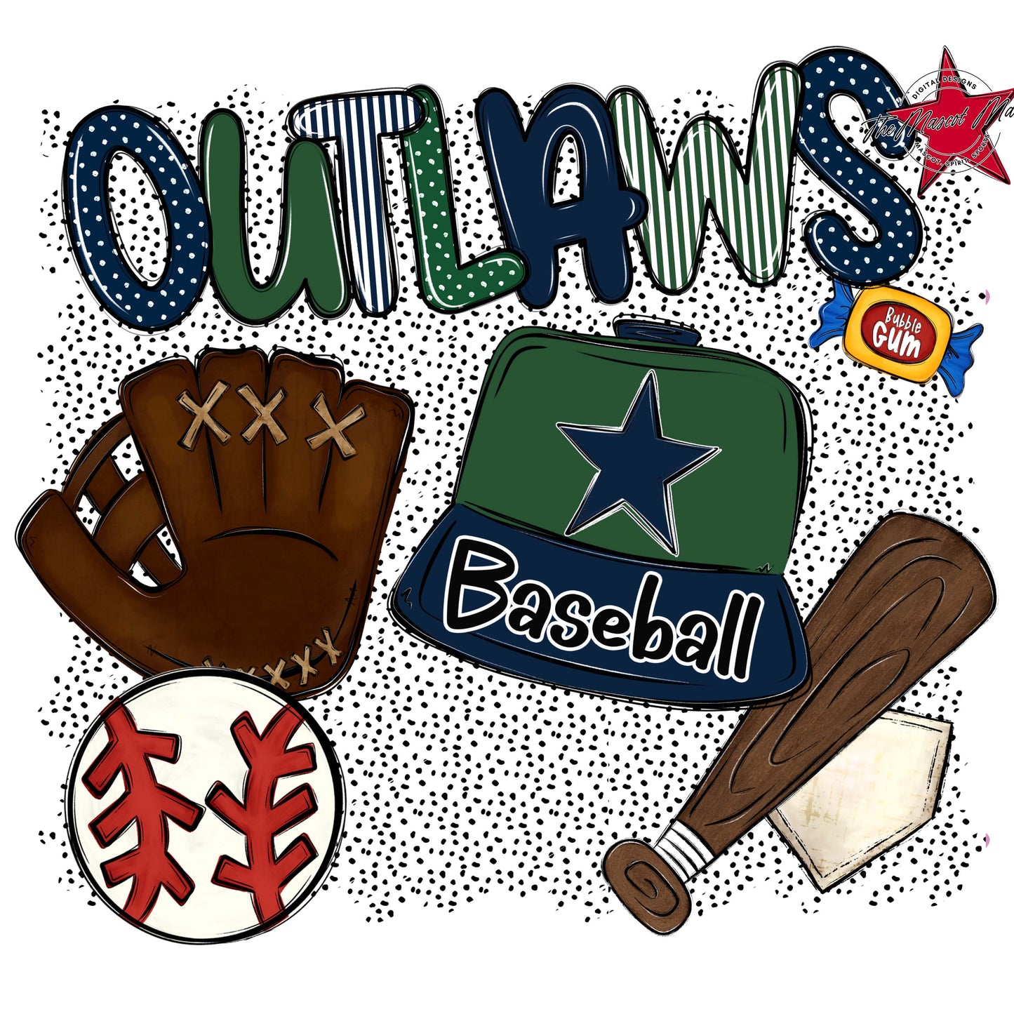 Outlaws Baseball Spirit-Navy & Green