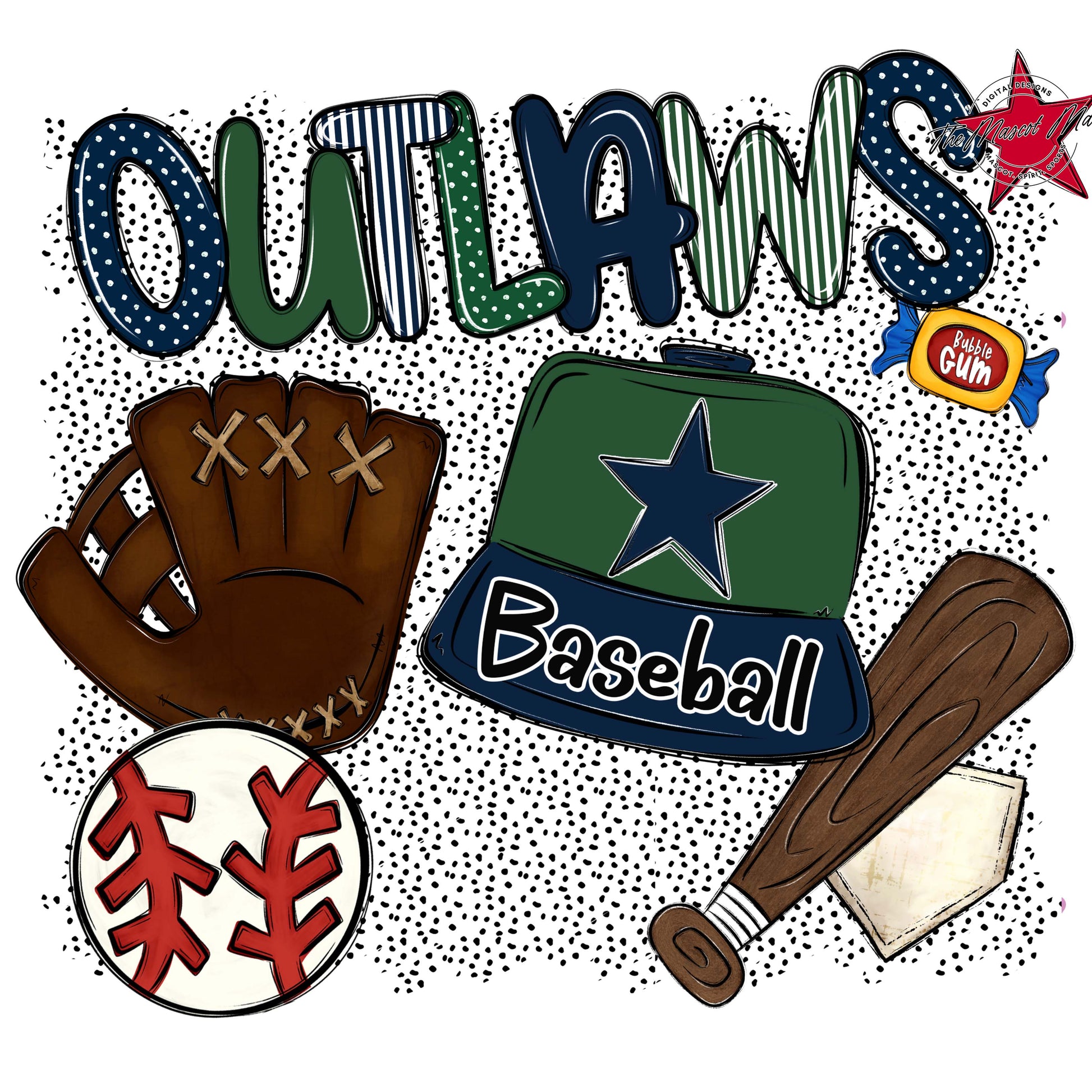 Outlaws Baseball Spirit-Navy & Green