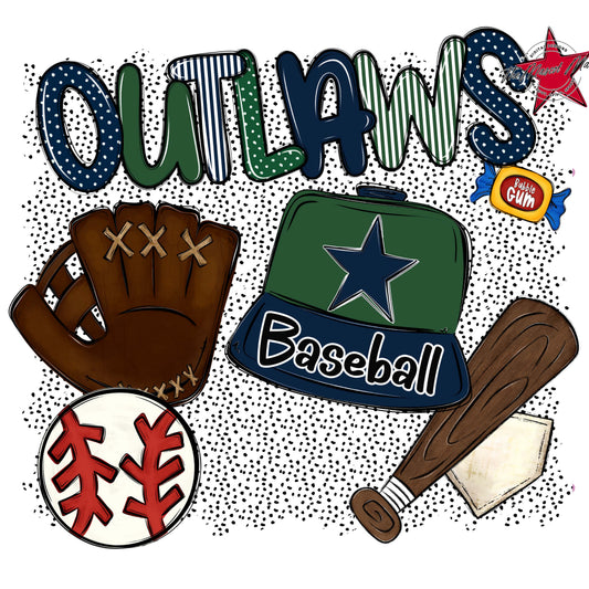 Outlaws Baseball Spirit-Navy & Green