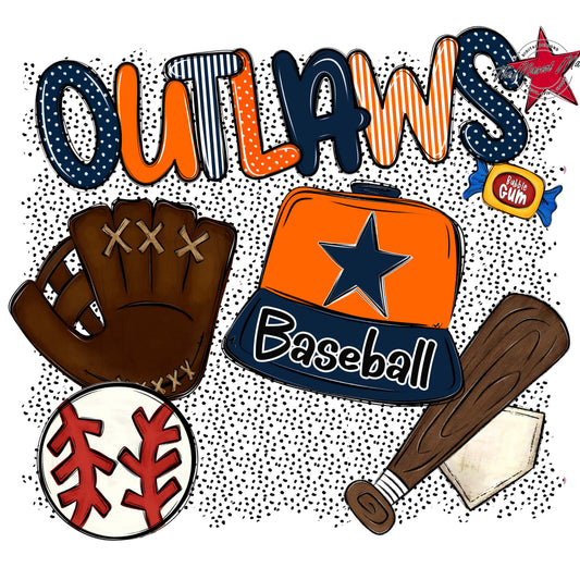 Outlaws Baseball Spirit-Navy & Orange