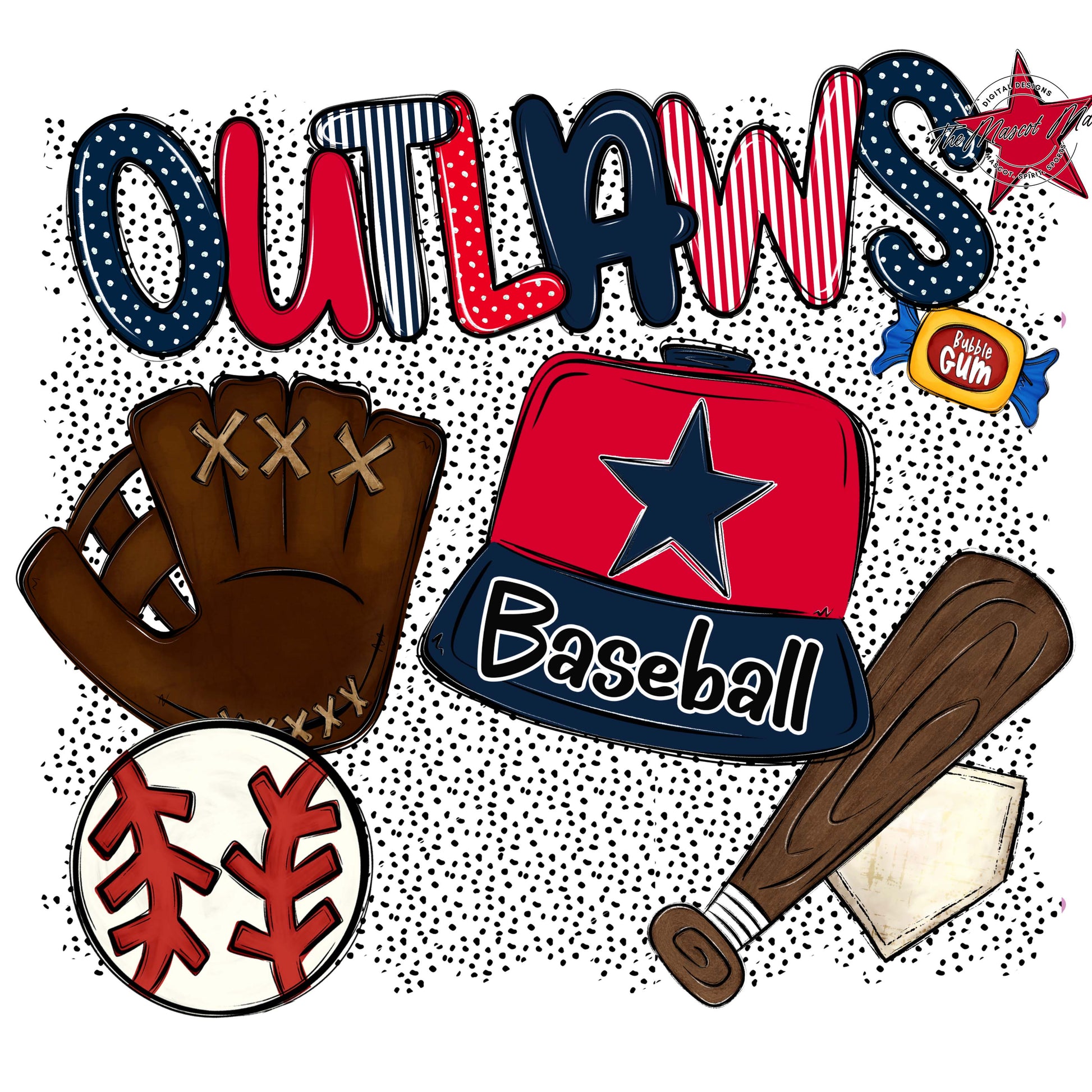 Outlaws Baseball Spirit-Navy & Red