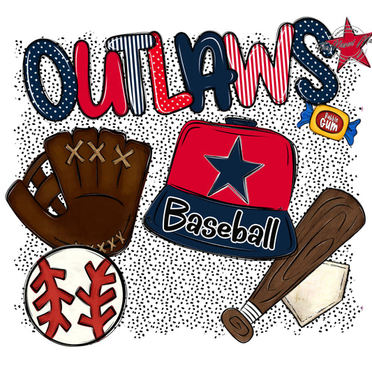 Outlaws Baseball Spirit-Navy & Red