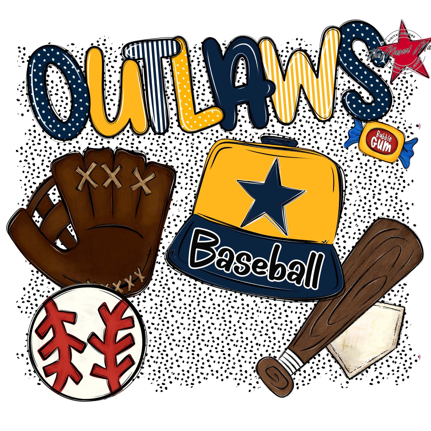Outlaws Baseball Spirit-Navy & Yellow