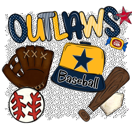 Outlaws Baseball Spirit-Navy & Yellow