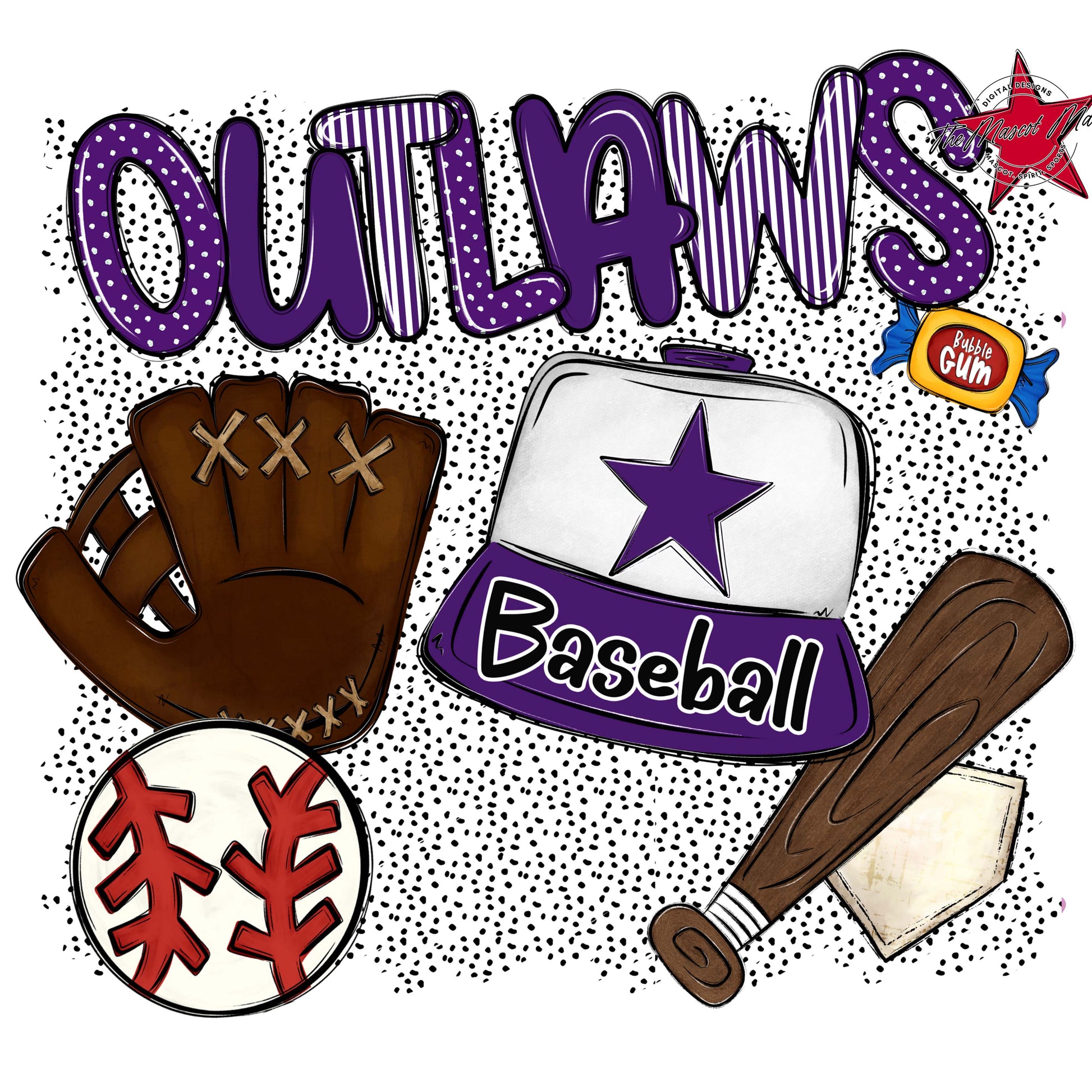 Outlaws Baseball Spirit-Purple