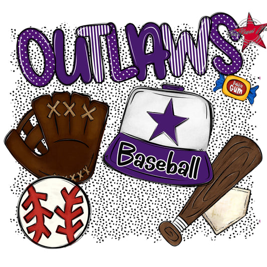 Outlaws Baseball Spirit-Purple