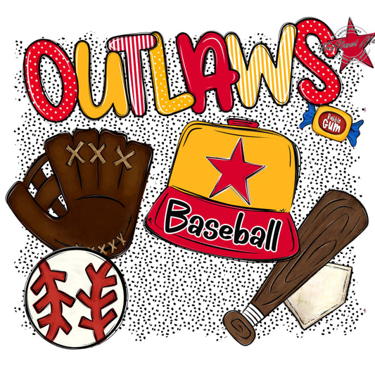 Outlaws Baseball Spirit-Red & Yellow