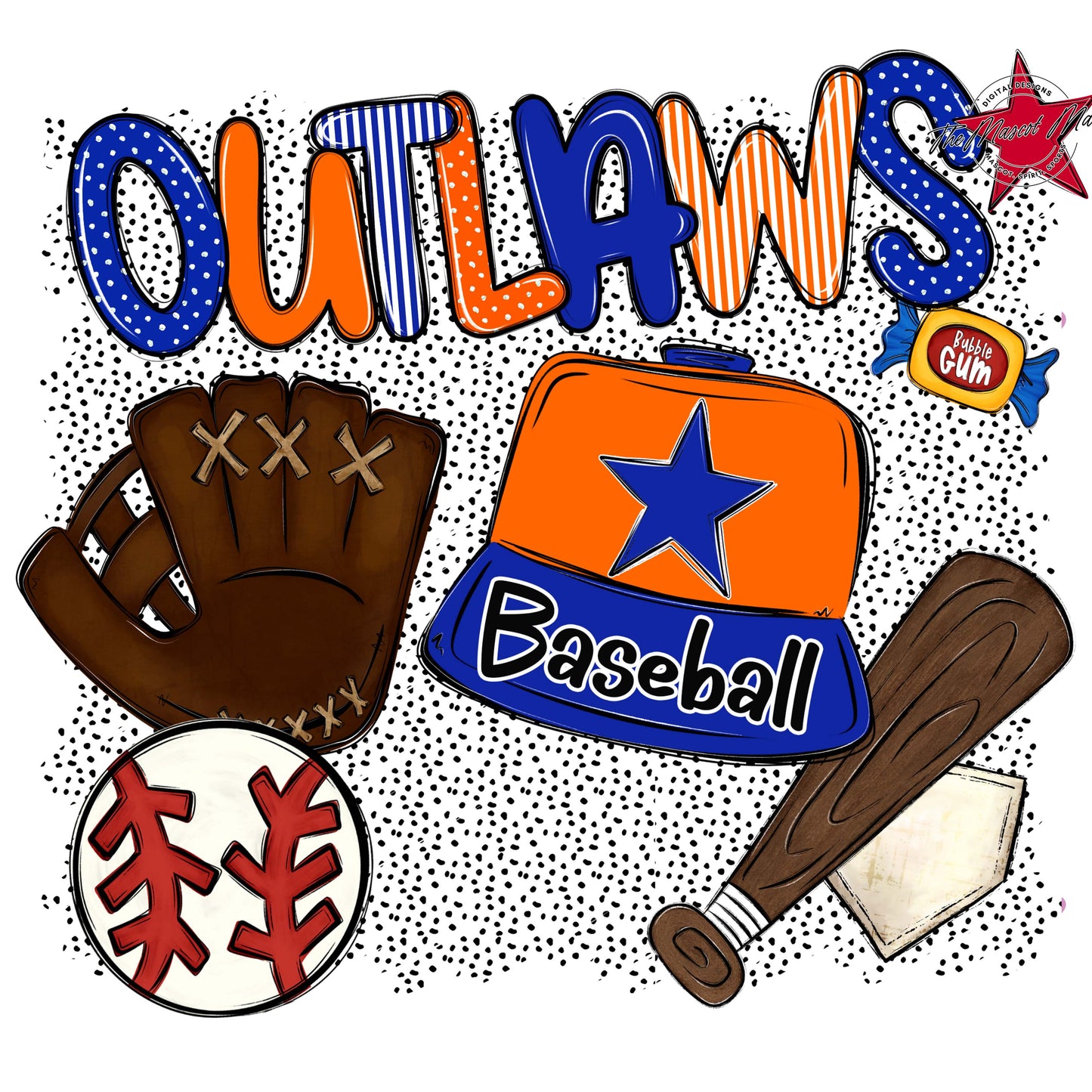 Outlaws Baseball Spirit-Royal Blue & Orange