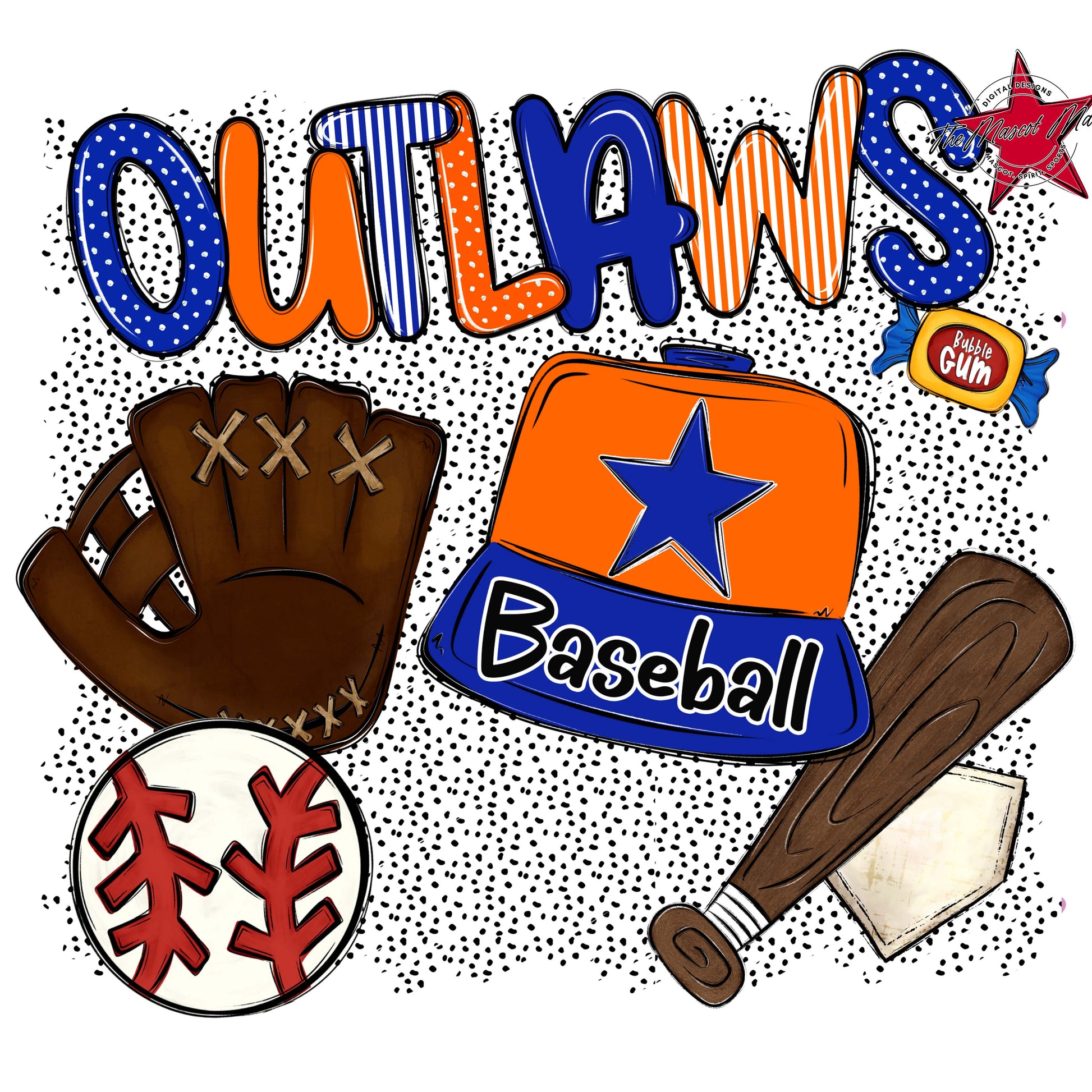Outlaws Baseball Spirit-Royal Blue & Orange
