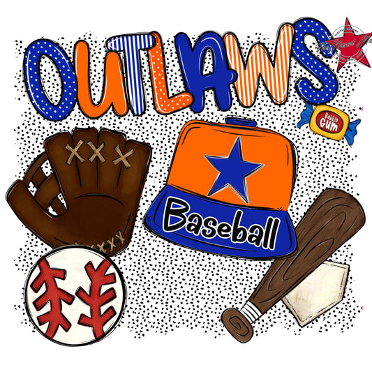Outlaws Baseball Spirit-Royal Blue & Orange