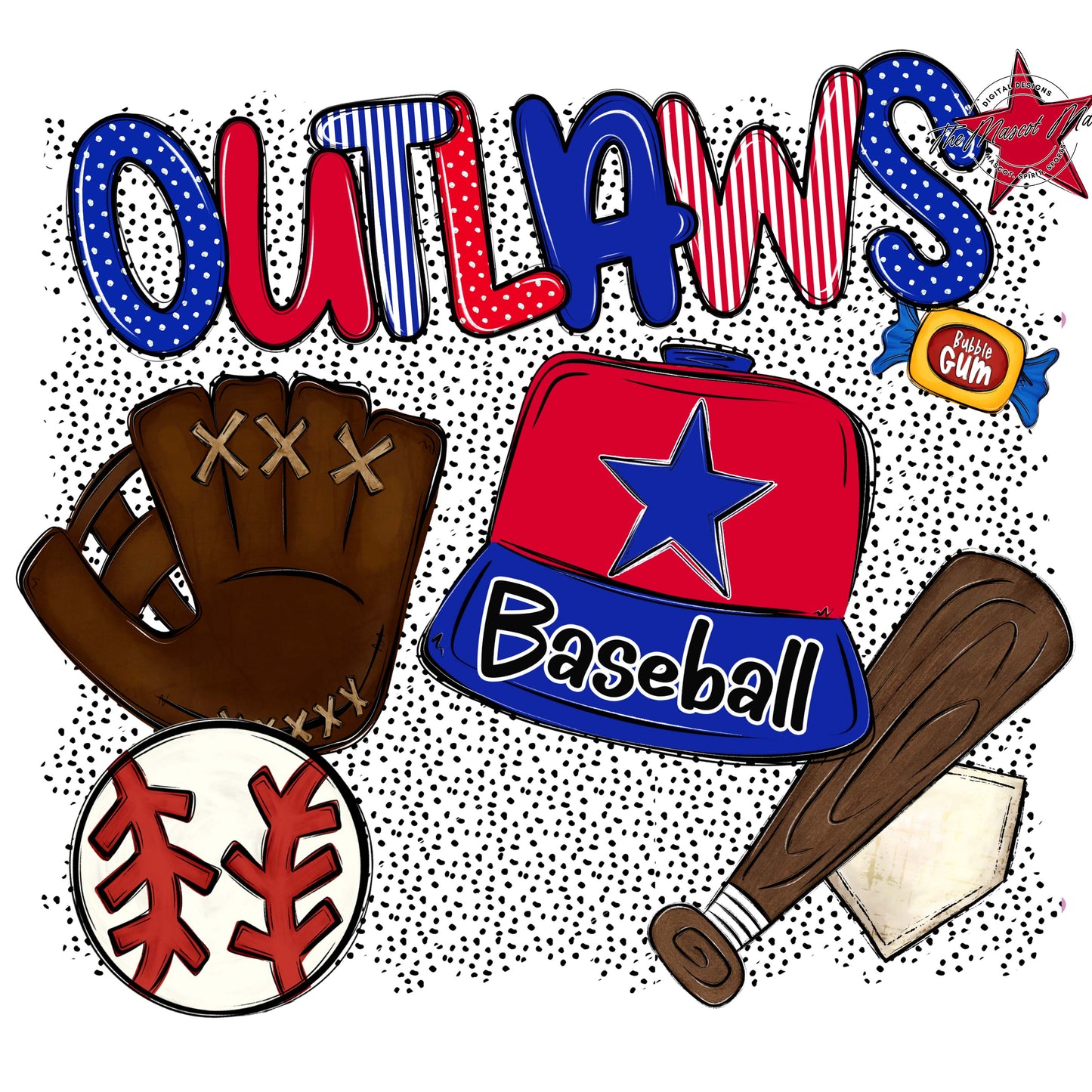 Outlaws Baseball Spirit-Royal Blue & Red