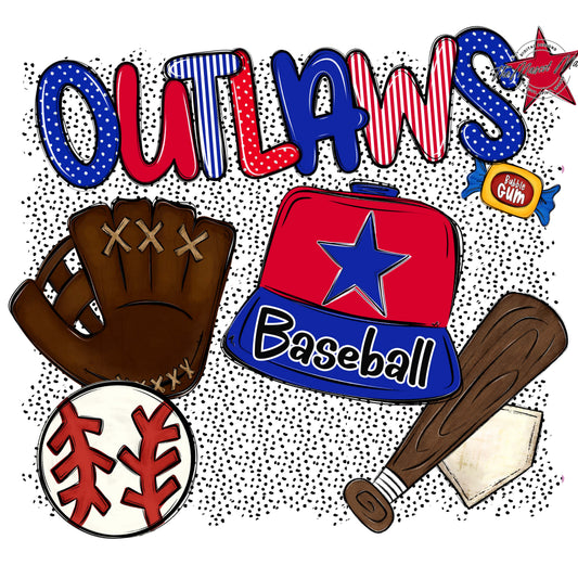 Outlaws Baseball Spirit-Royal Blue & Red