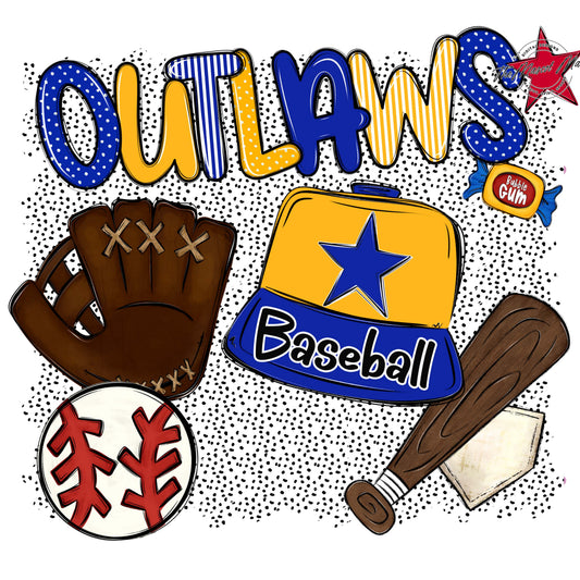 Outlaws Baseball Spirit-Royal Blue & Yellow