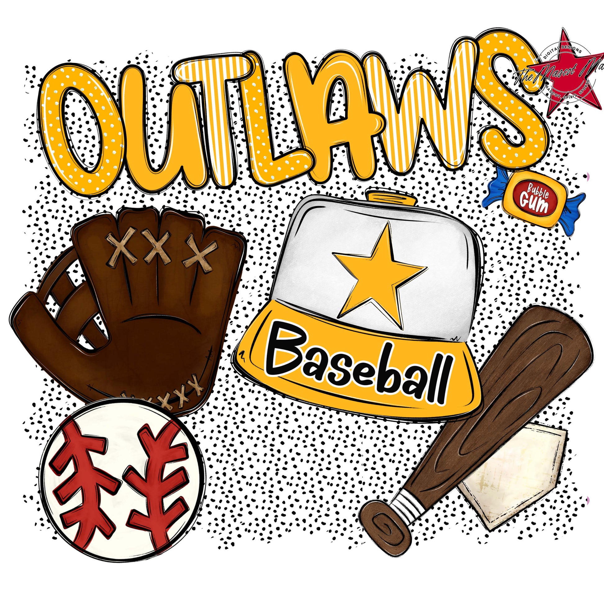 Outlaws Baseball Spirit-Yellow
