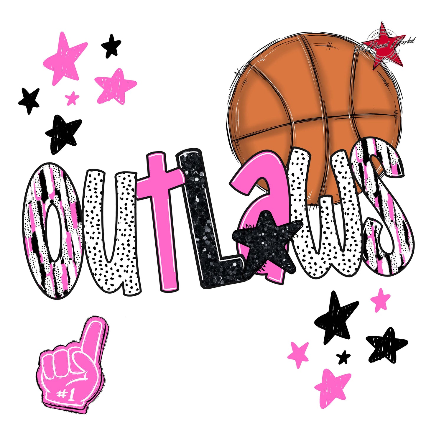 Outlaws Basketball Scrape-Baby Pink