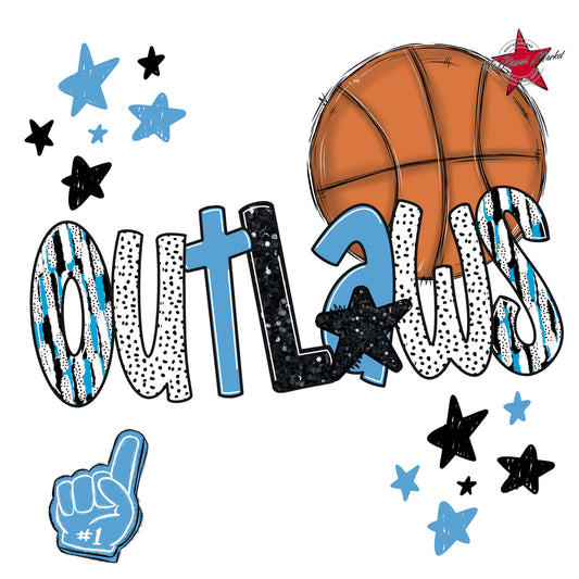 Outlaws Basketball Scrape-Carolina Blue