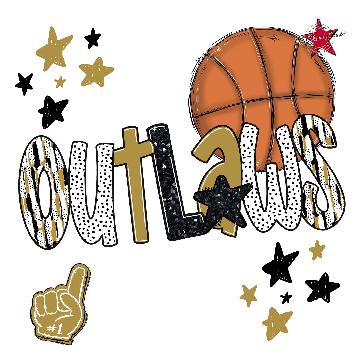 Outlaws Basketball Scrape-Gold