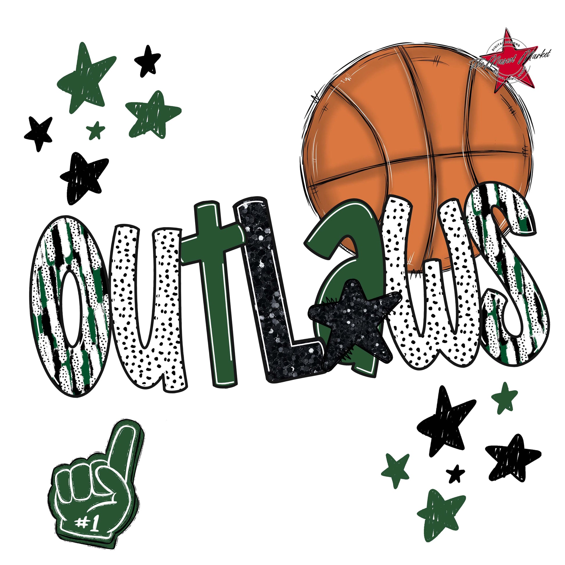 Outlaws Basketball Scrape-Green